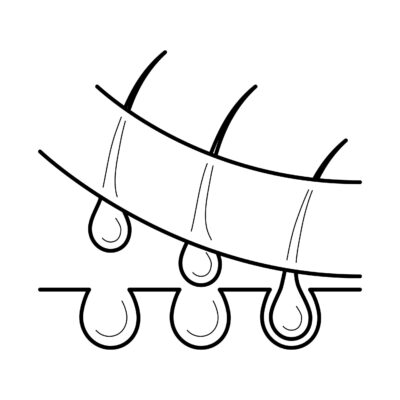 Hair removed from the skin by waxing strip Hair removed from the skin surface with bulb by waxing strip, effective depilation. Beauty and body care concept, line art object isolated on white background. Vector illustration